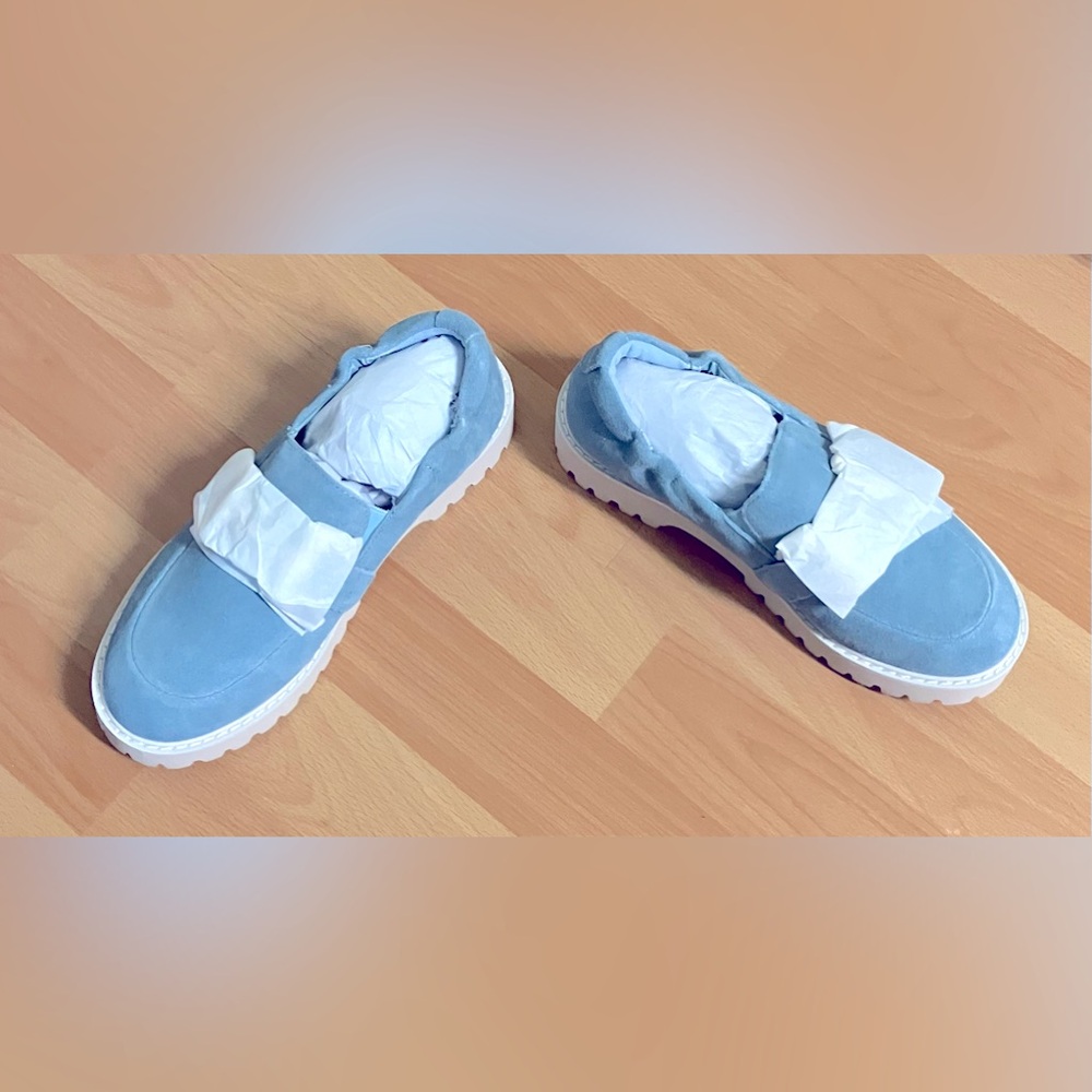 Matisse Light Blue Suede Chunky Loafer w/ White Sole - Size 7 - Picture 9 of 9